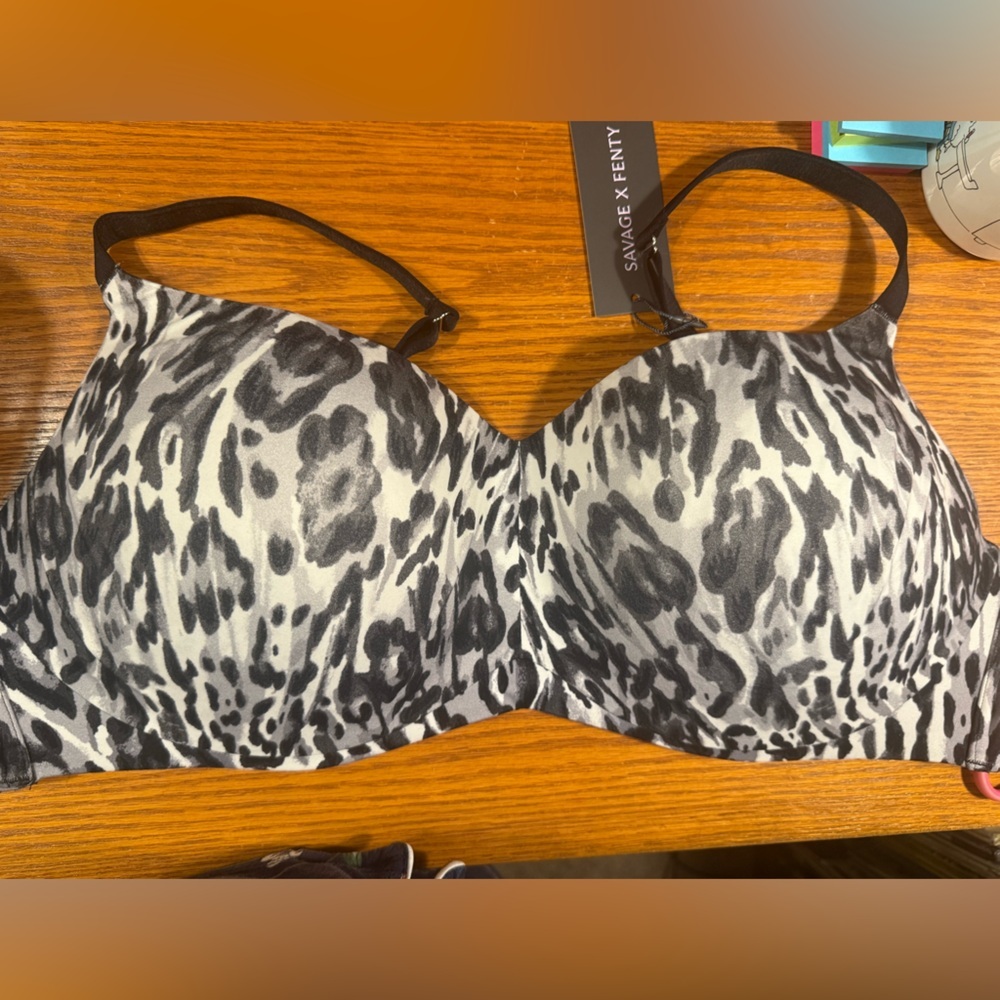 Savage X Fenty multiway pushup bra 42D leopard print wireless NWT